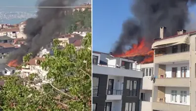 Kocaeli'de yangın paniği: İki kişi mahsur kaldı