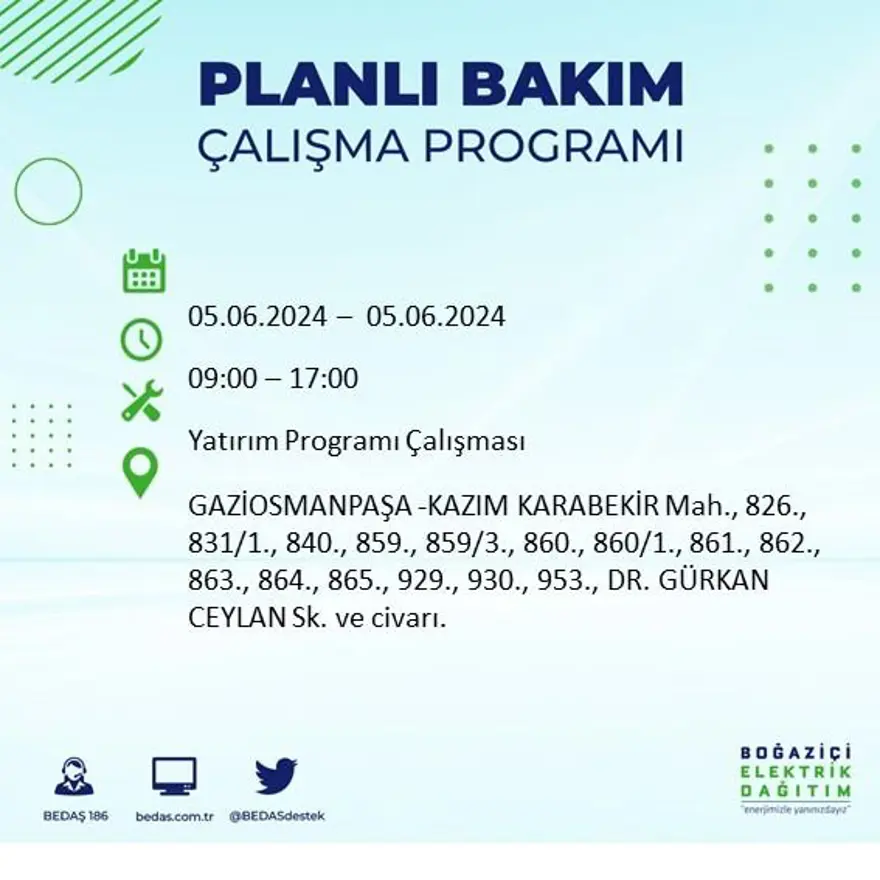 İstanbul'un 19 ilçesinde elektrik kesintisi: Elektrikler ne zaman gelecek? (5 Haziran BEDAŞ kesinti programı) 43 İstanbul'un 19 ilçesinde elektrik kesintisi: Elektrikler ne zaman gelecek? (5 Haziran BEDAŞ kesinti programı) 43