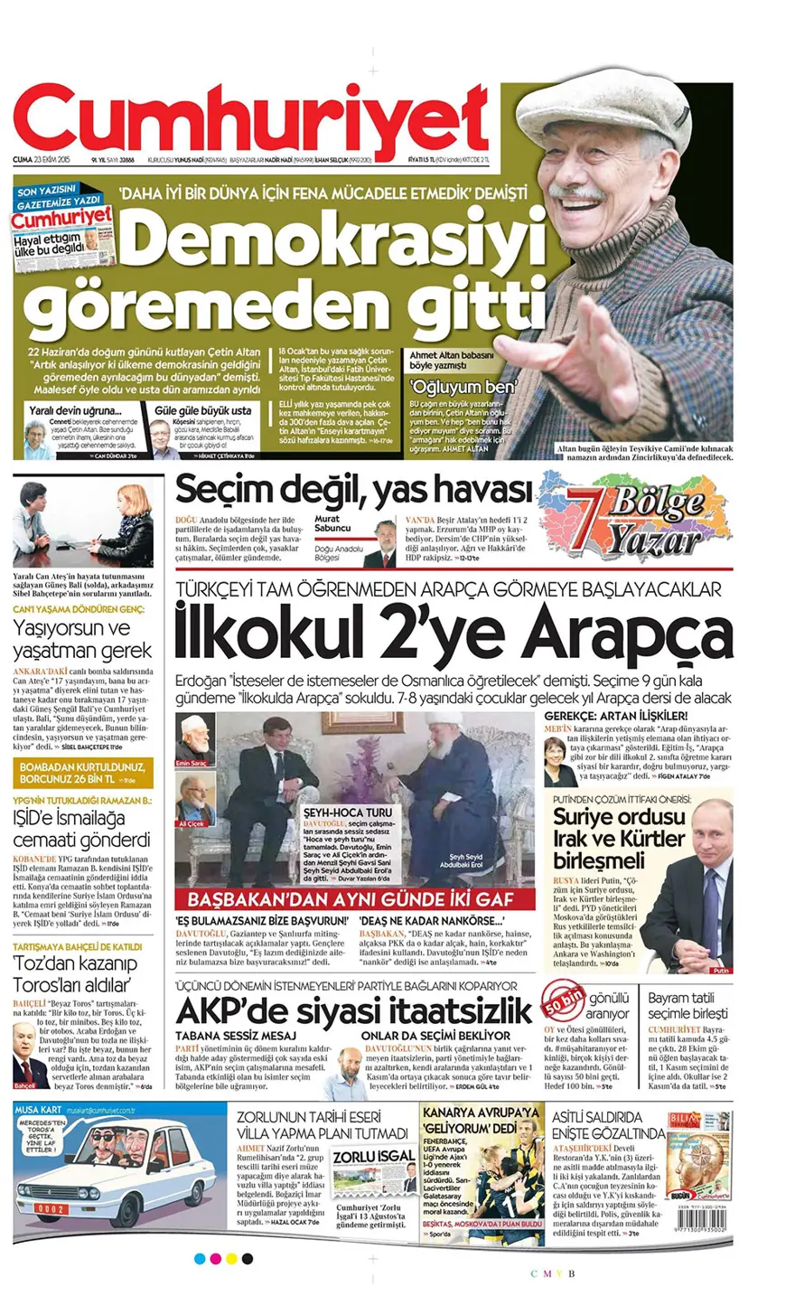 Günün gazete manşetleri - 23 Ekim 2015 7