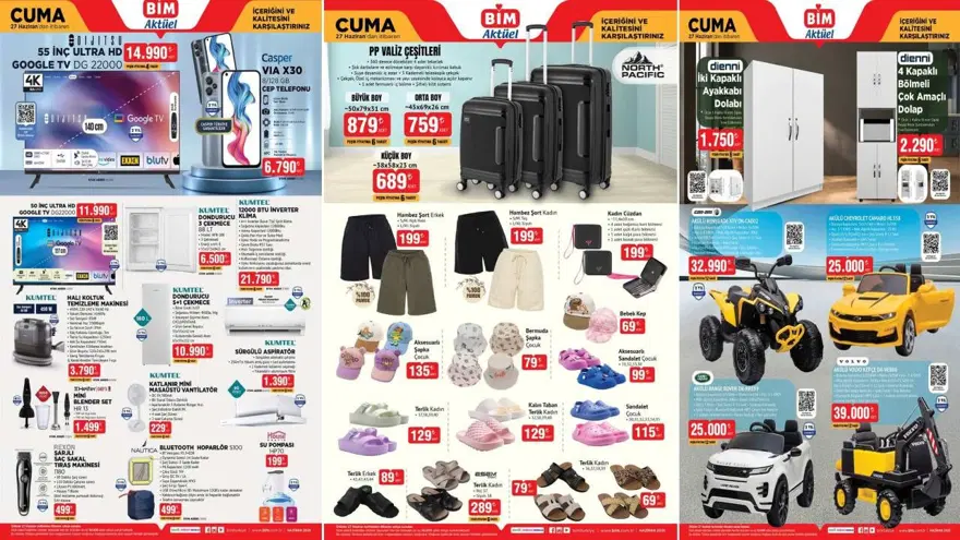 Tüm ürünler satışta! BİM Aktüel Kataloğu 27 Haziran 2025: Bu Cuma günü dolap, ayakkabılık, dondurucu, klima, vantilatör raflarda 