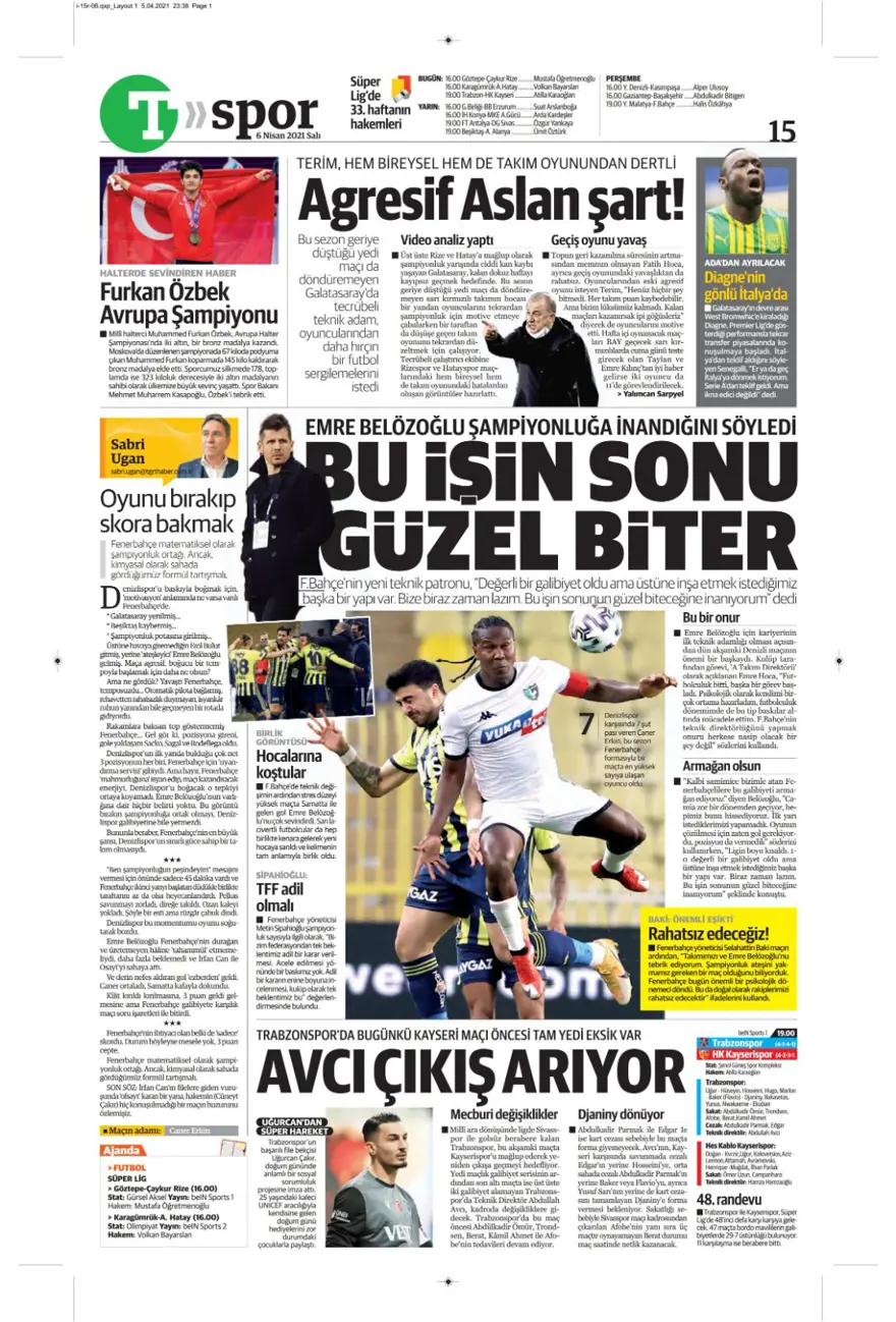 Günün spor manşetleri (6 Nisan 2021) 15