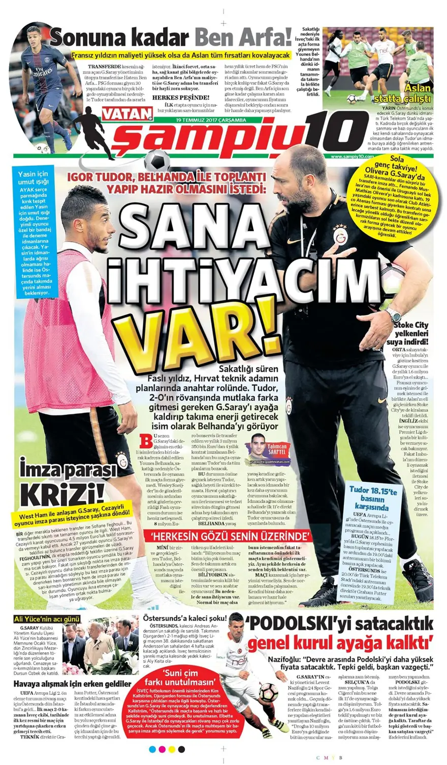 Günün spor gazeteleri (Transfer haberleri - 19 Temmuz 2017) 9