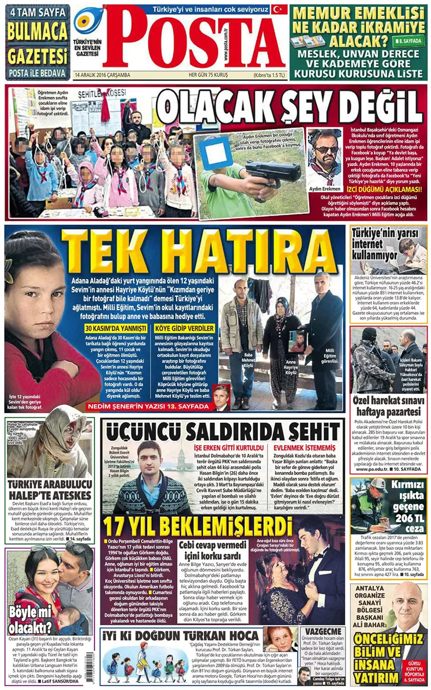 Günün gazete manşetleri - 14 Aralık 2016 8