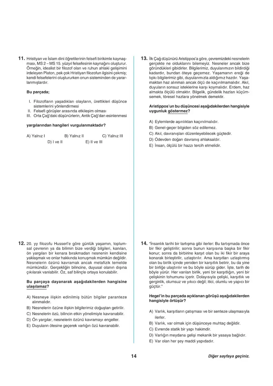 Uğur Okulları TYT -2 deneme sınavı 13