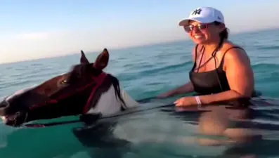 Antalya'da tepki çeken "denizde at turu"