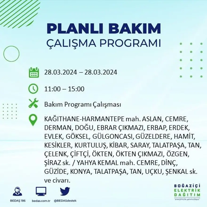 İstanbul'un 19 ilçesinde elektrik kesintisi: Elektrikler ne zaman gelecek? (28 Mart tarihli BEDAŞ kesinti programı) 43