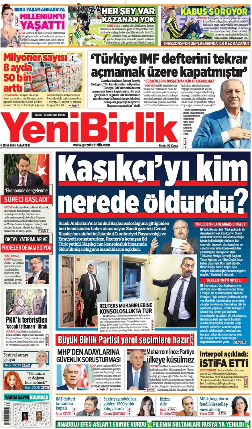 Günün gazete manşetleri - 8 Ekim 2018 4