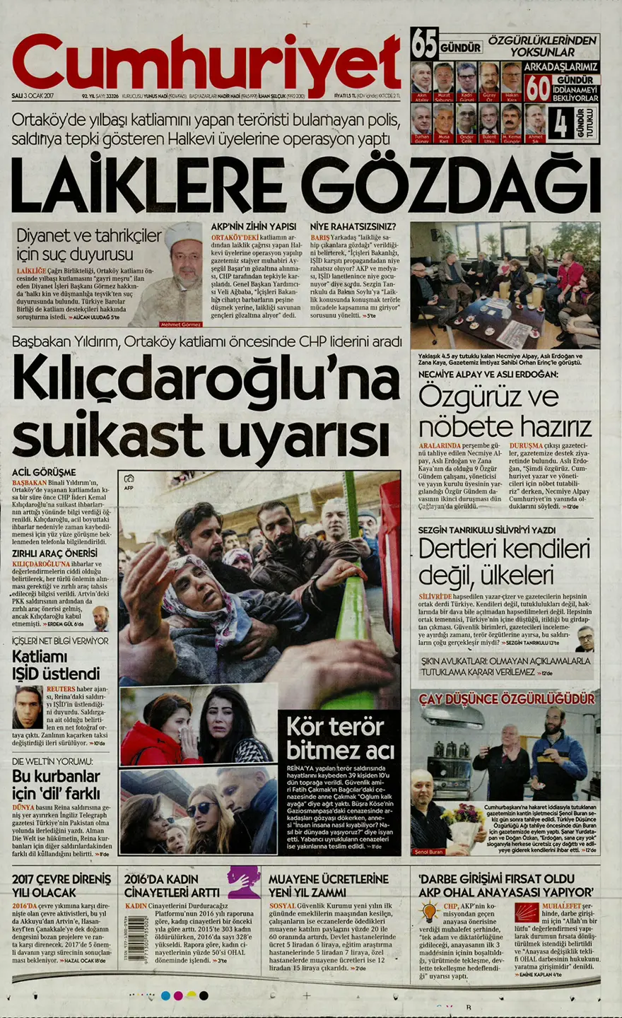 Günün gazete manşetleri - 3 Ocak 2016 11