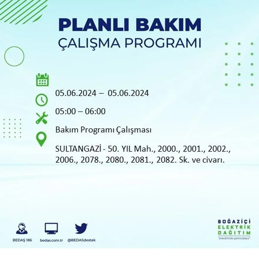 İstanbul'un 19 ilçesinde elektrik kesintisi: Elektrikler ne zaman gelecek? (5 Haziran BEDAŞ kesinti programı) 58 İstanbul'un 19 ilçesinde elektrik kesintisi: Elektrikler ne zaman gelecek? (5 Haziran BEDAŞ kesinti programı) 58