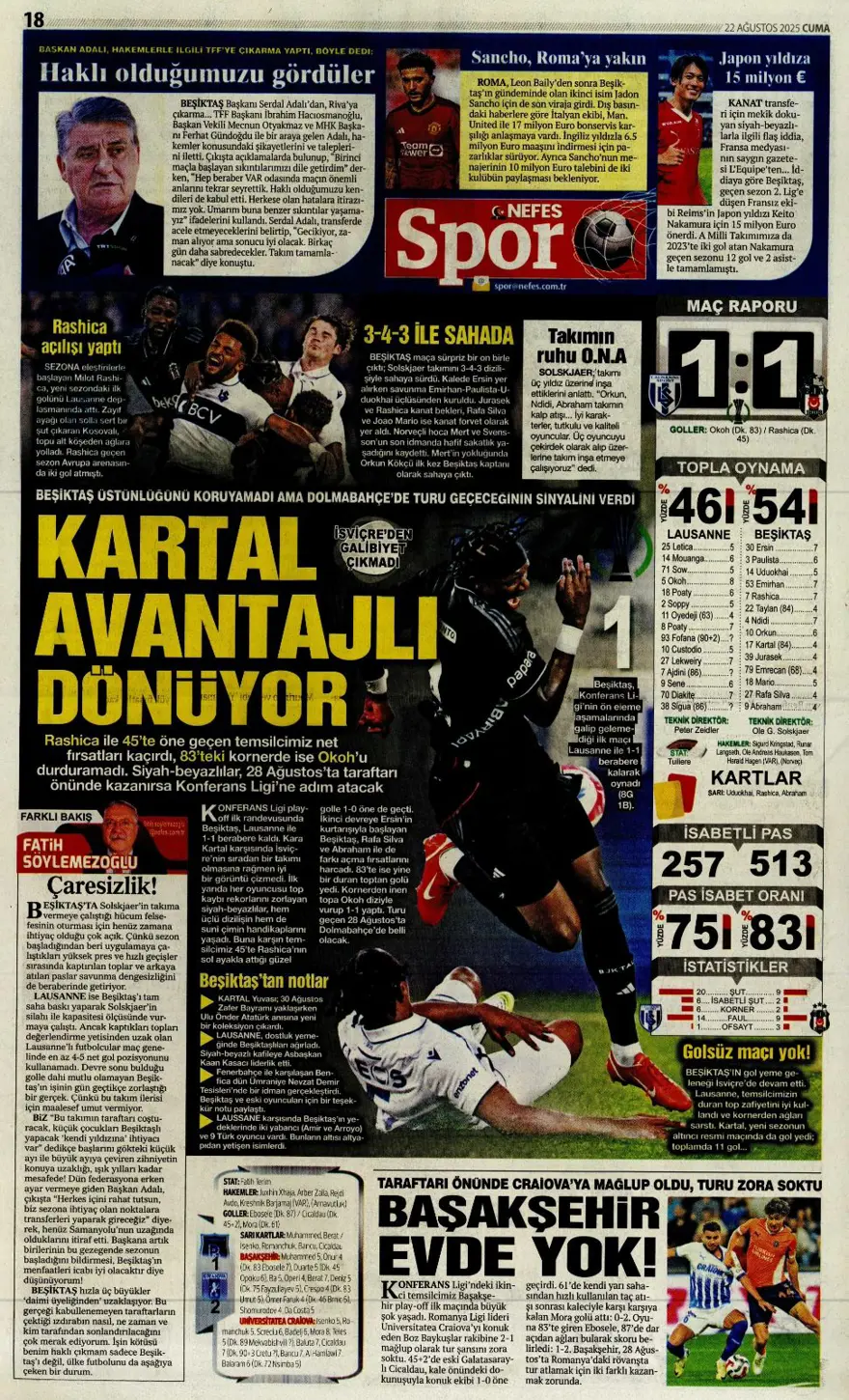 "Meksika ateşi" (22 Ağustos spor manşetleri) 11