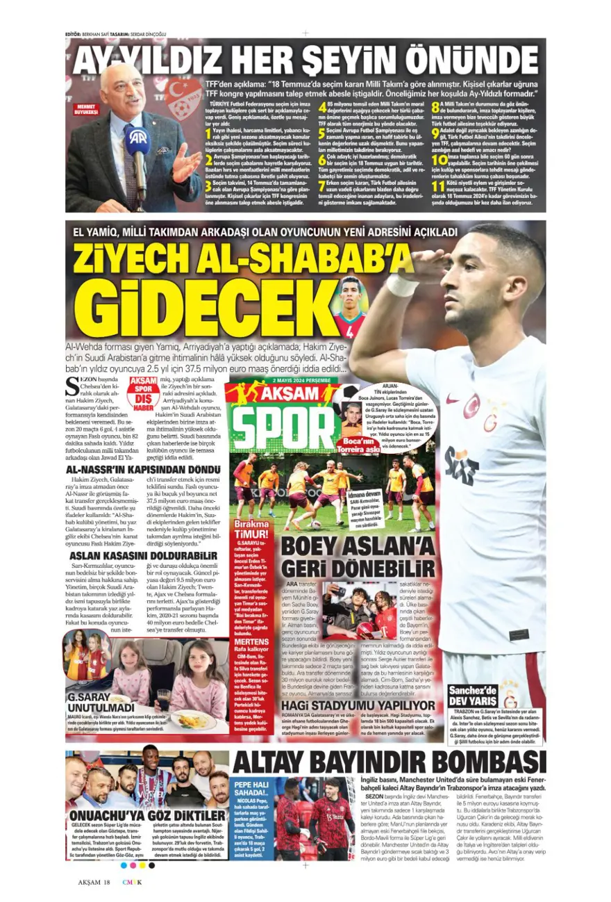 "Aslan'a süper panzer" (2 Mayıs 2024 spor manşetleri) 2