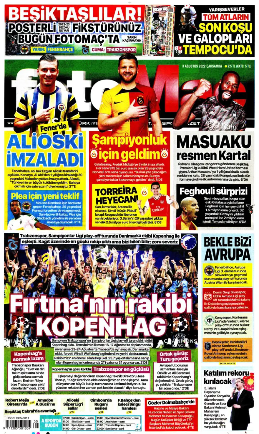 Günün spor manşetleri (3 Ağustos 2022) 4