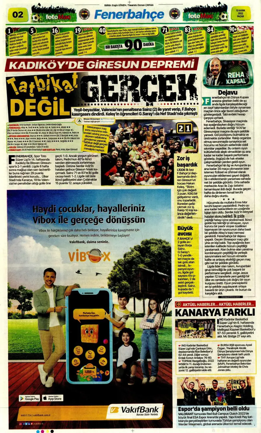 Günün spor manşetleri (13 Kasım 2022) 4