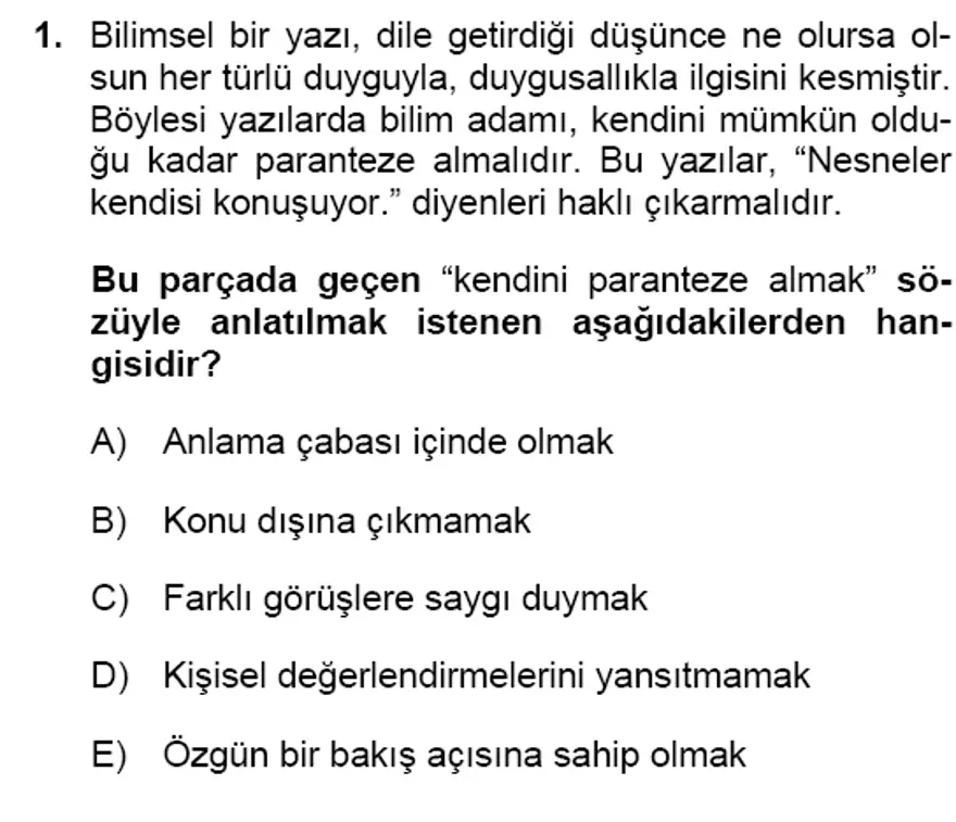 Türkçe Testi Soru ve Cevapları 