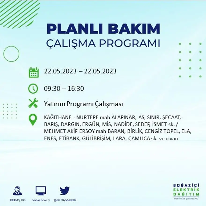 İstanbul'un 22 ilçesinde elektrik kesintisi: Elektrikler ne zaman gelecek? (22 Mayıs BEDAŞ planlı elektrik kesintisi) 38