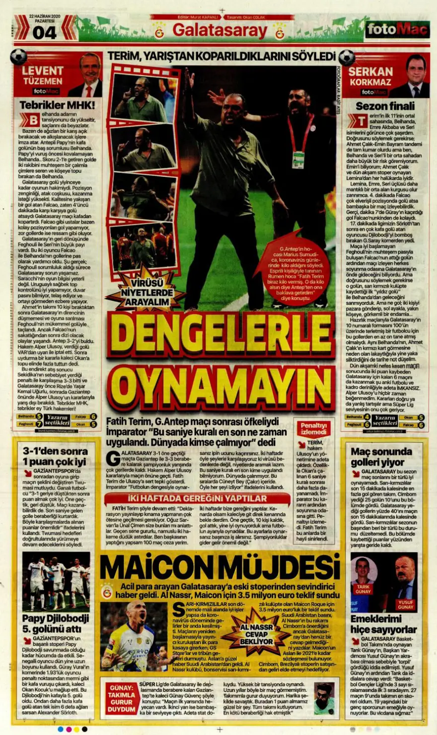 Günün spor manşetleri (22 Haziran 2020) 3