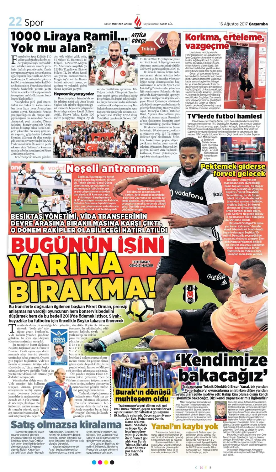 Günün spor gazeteleri (Transfer haberleri - 16 Ağustos 2017) 1