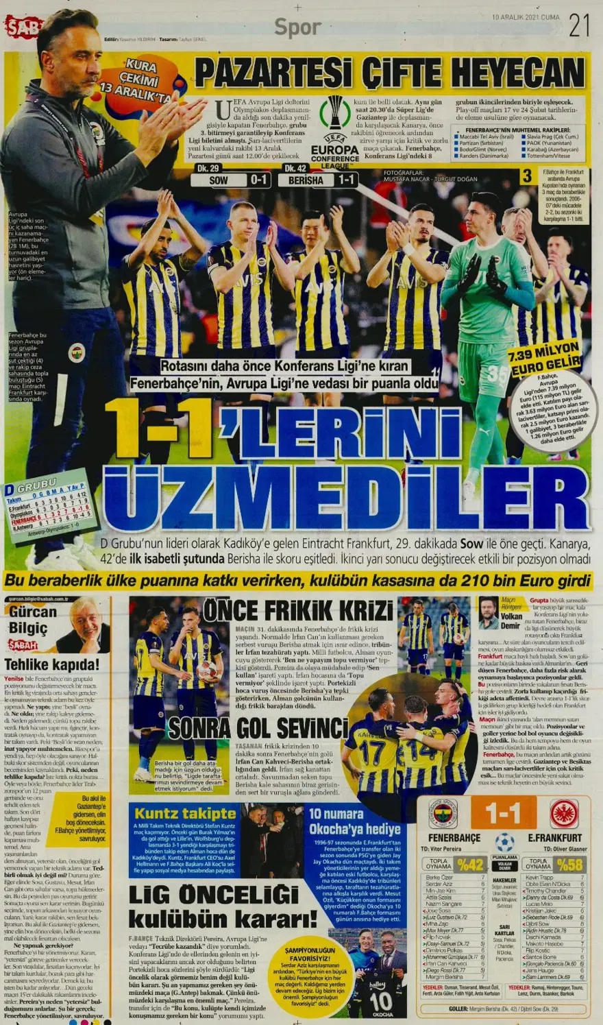 Günün spor manşetleri (10 Aralık 2021) 9