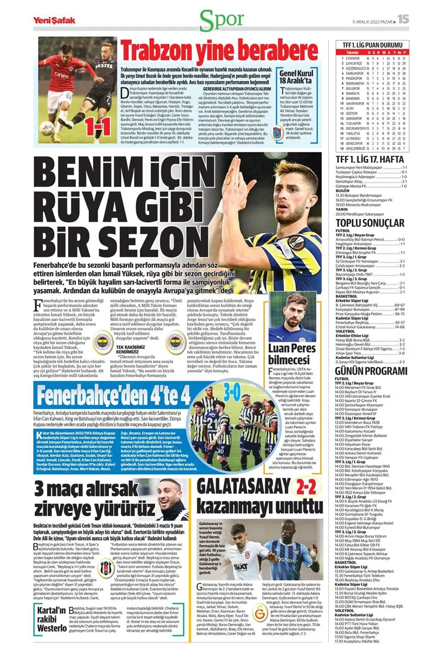 Günün spor manşetleri (11 Aralık 2022) 3