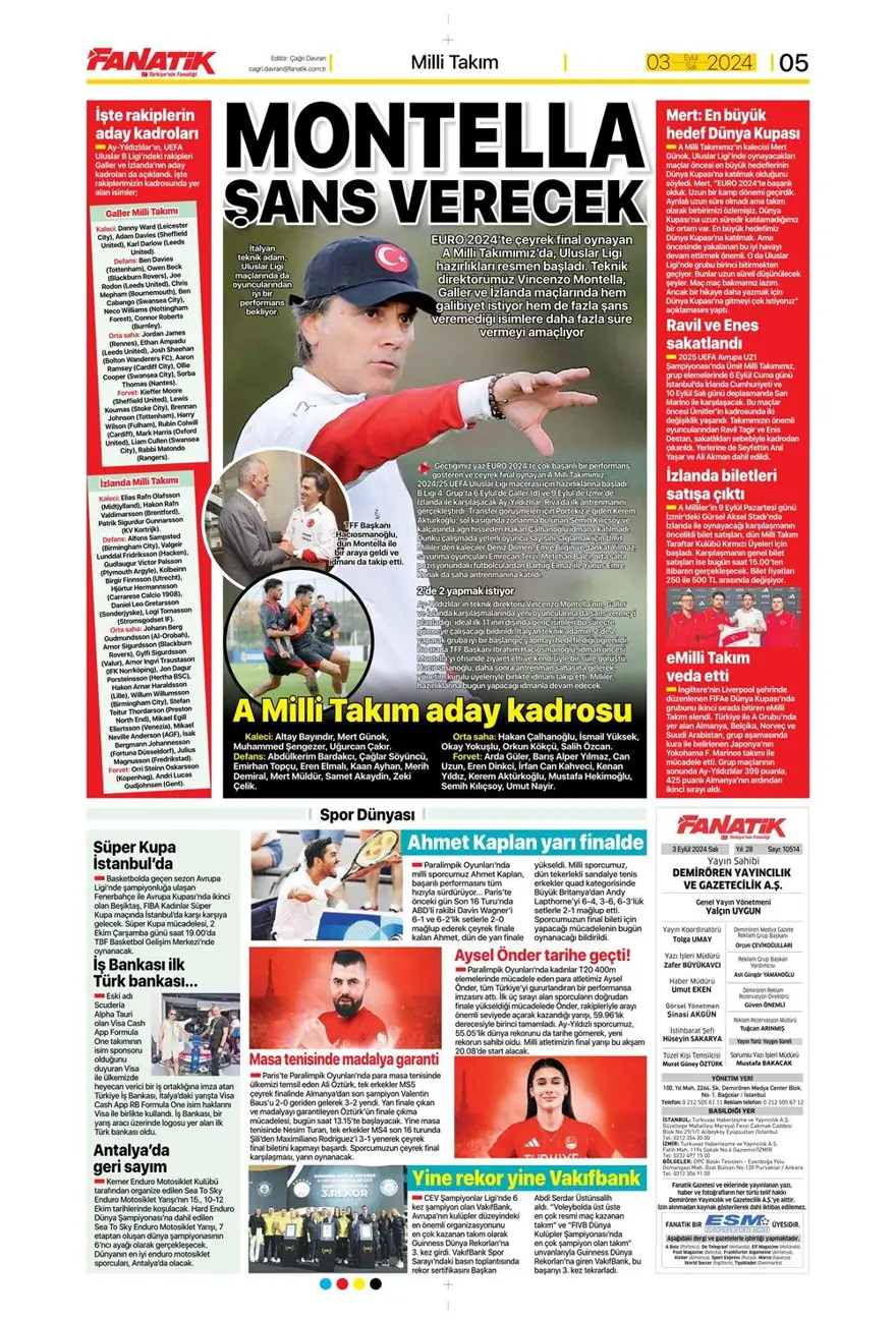 "100 milyon euroluk golcü" (3 Eylül 2024 spor manşetleri) 19