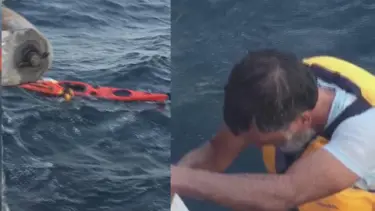 Marmara'nın ortasında kanosuna sarılmış yardım bekliyordu; Deniz otobüsüyle kurtarıldı