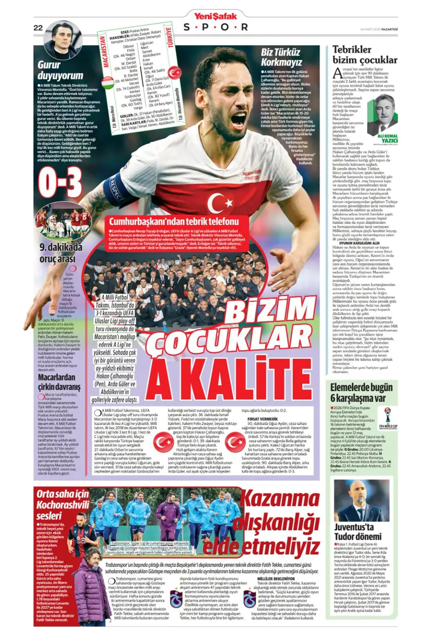 "Türkiye devler liginde" (24 Mart 2025 spor manşetleri) 17
