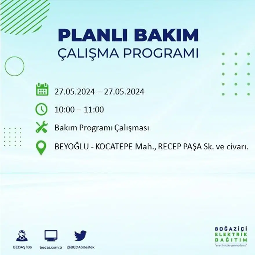 İstanbul'un 21 ilçesinde elektrik kesintisi: Elektrikler ne zaman gelecek? (27 Mayıs BEDAŞ kesinti programı) 20