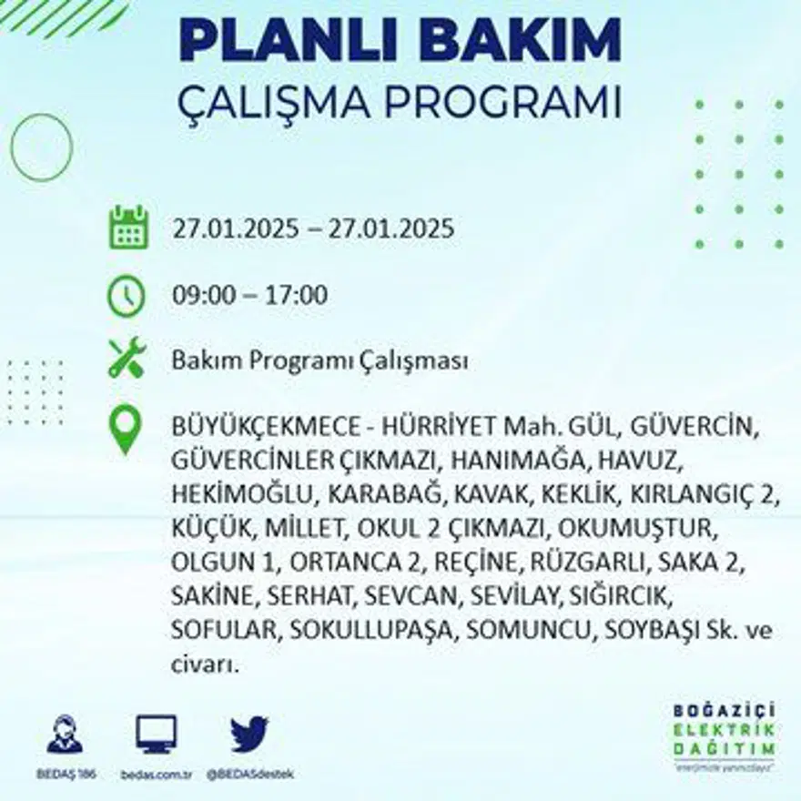 İstanbul'un birçok ilçesinde elektrik kesintisi: Avcılar'da elektrikler ne zaman gelecek? BEDAŞ kesinti programı 19