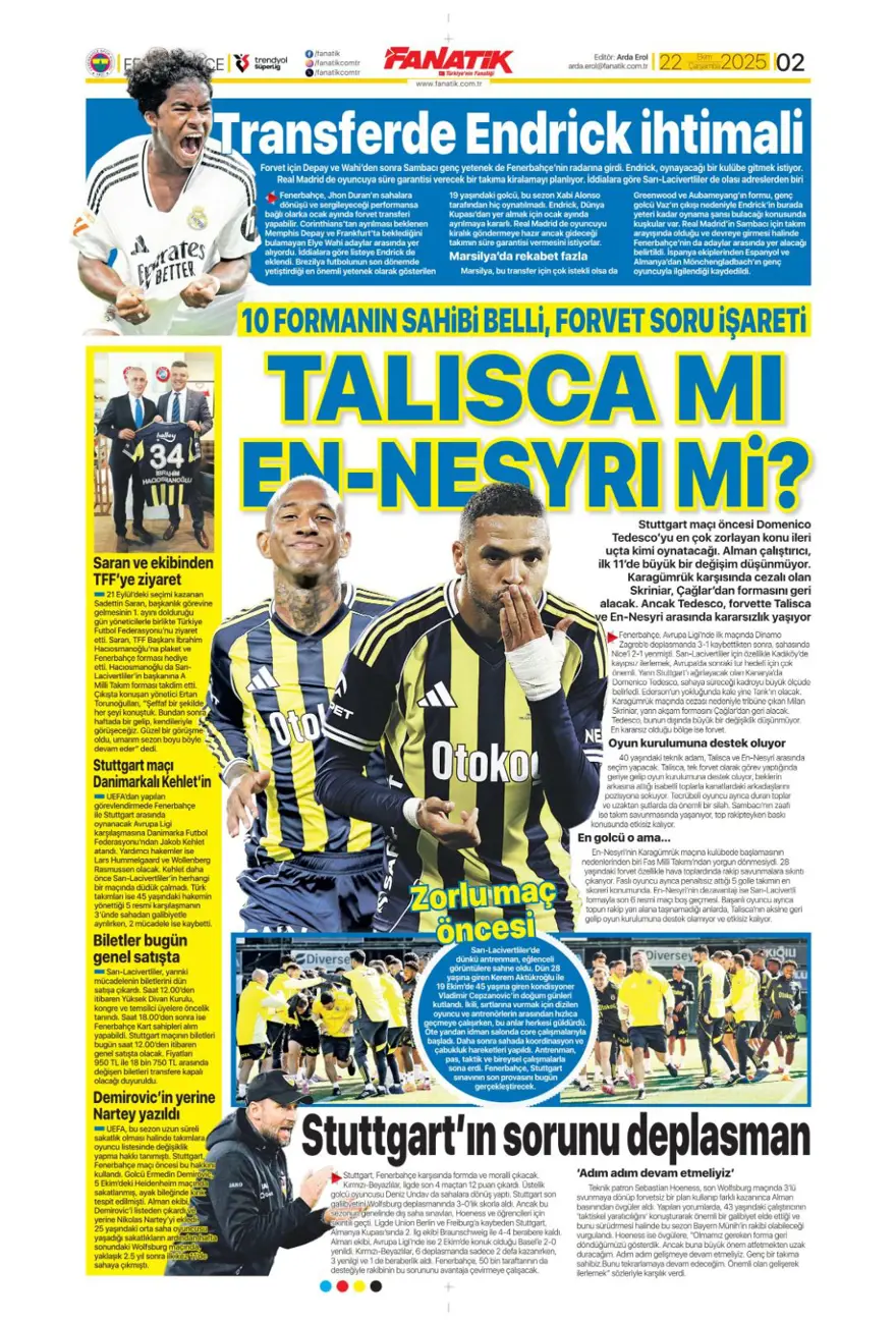 "Viking'i yen Avrupa'yı titret" (22 Ekim 2025 spor manşetleri) 5