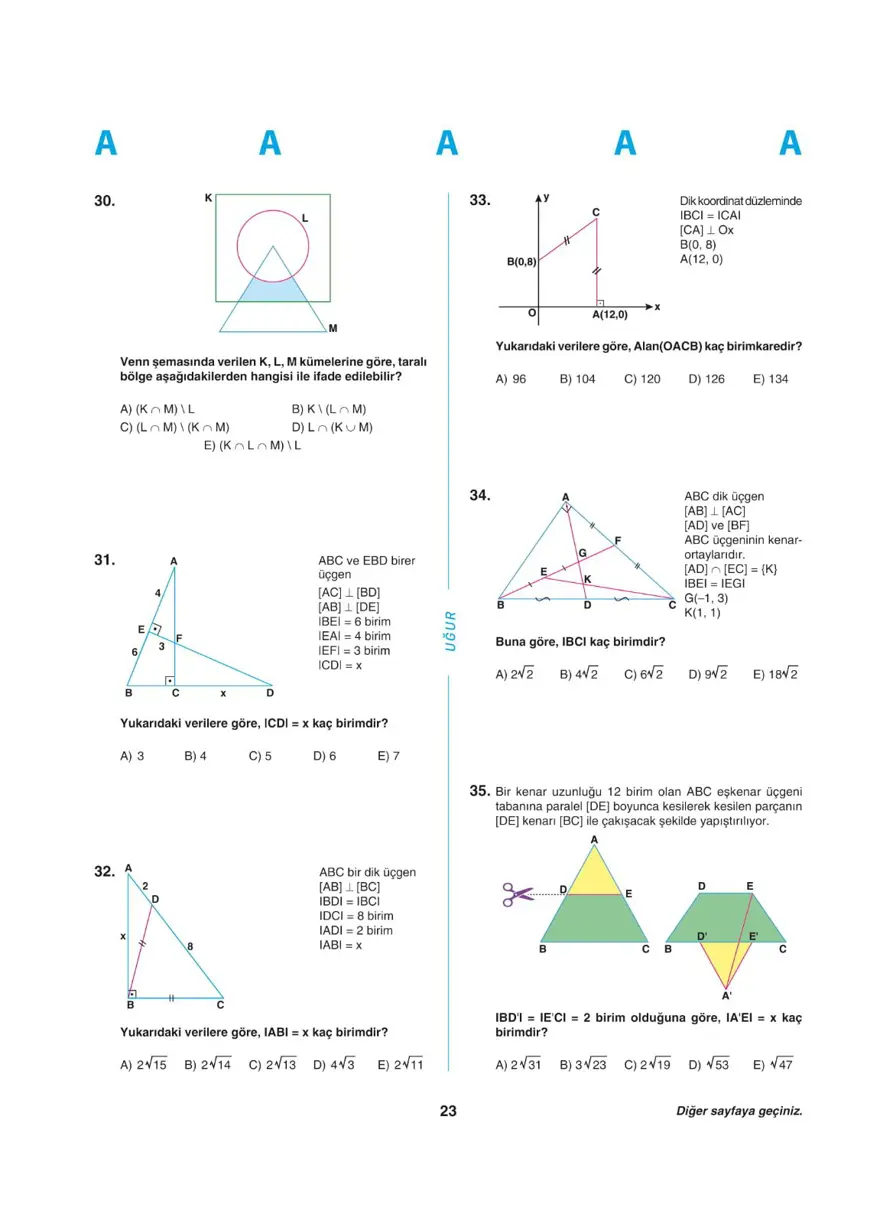 Uğur Okulları YKS - AYT deneme sınavı 22 Uğur Okulları YKS - AYT deneme sınavı 22