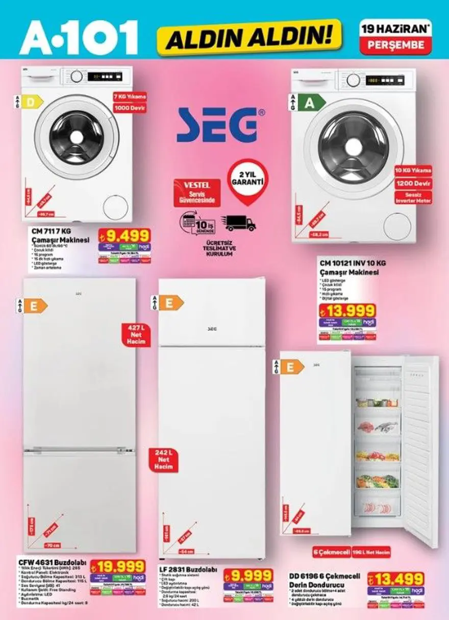 A101 aktüel katalog 19 Haziran 2025: Çamaşır makinesi, buzdolabı, halı yıkama makinesi, katlanabilir elektrikli bisiklet satışa çıkıyor 5