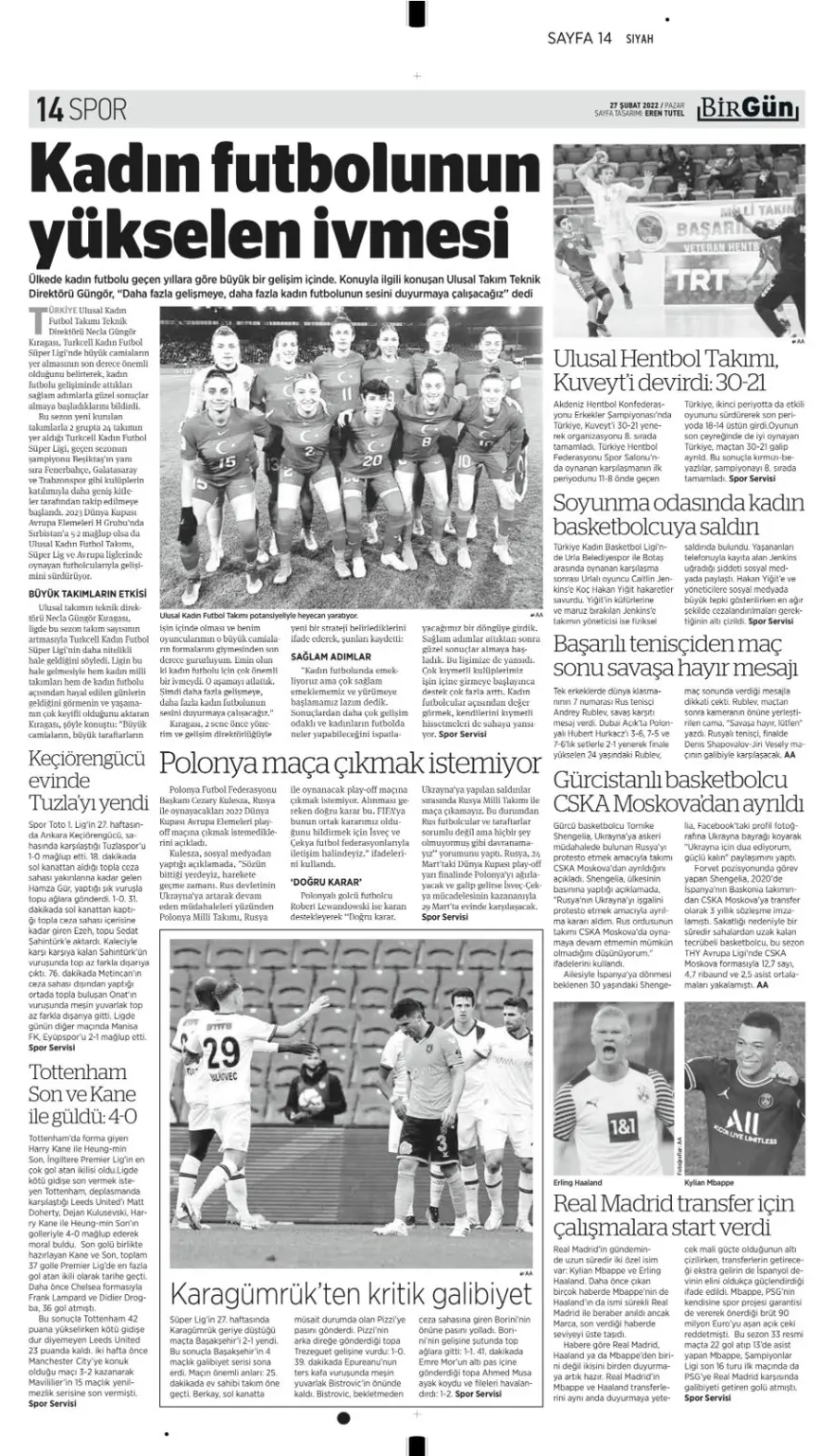 Günün spor manşetleri (27 Şubat 2022) 5