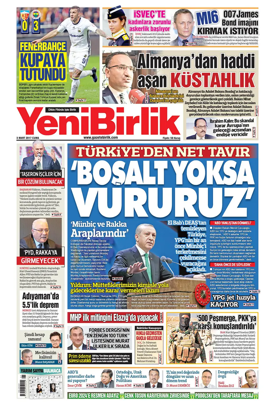 Günün gazete manşetleri - 3 Mart 2017 16
