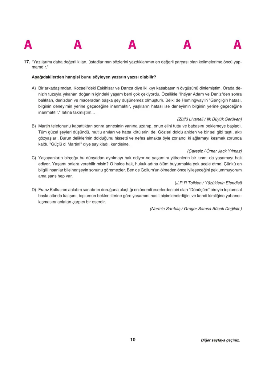 Uğur Okulları LGS deneme sınavı (Sözel bölüm) 9