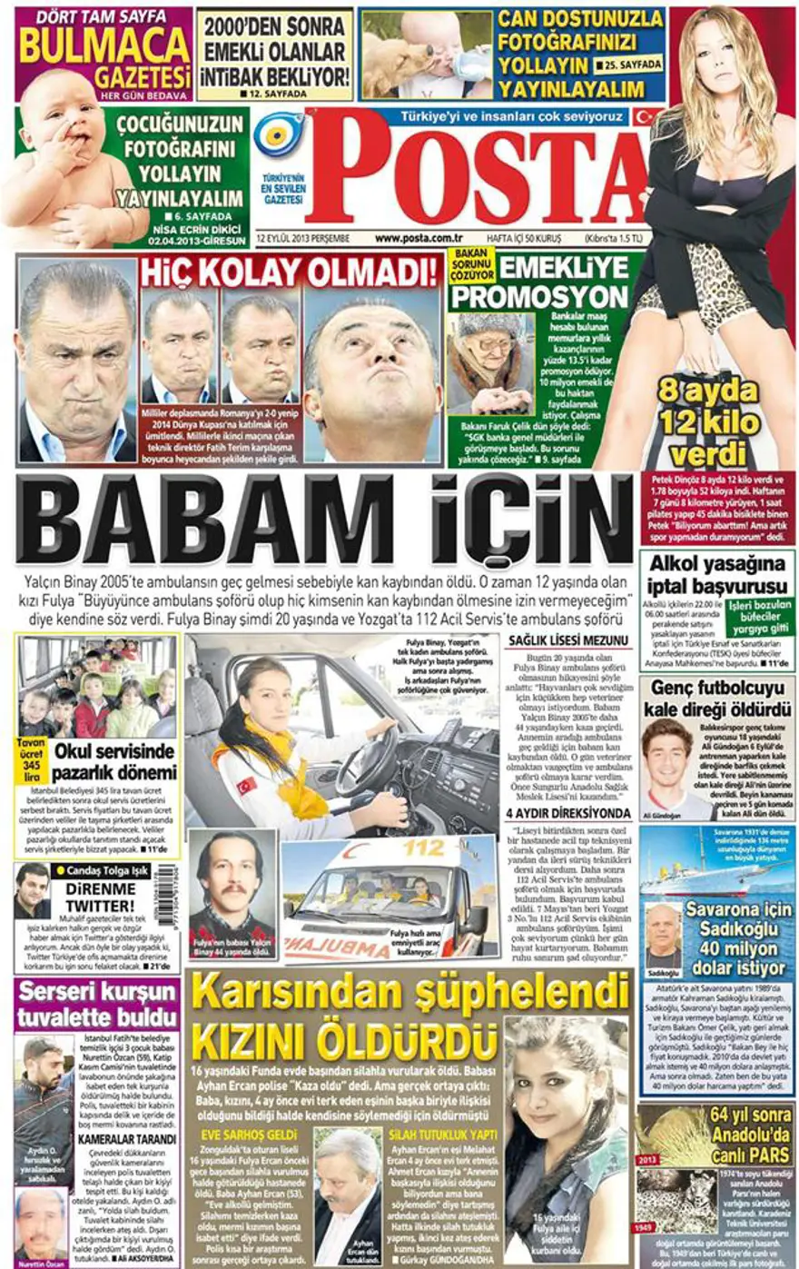 12 Eylül 2013 gazete manşetleri 10