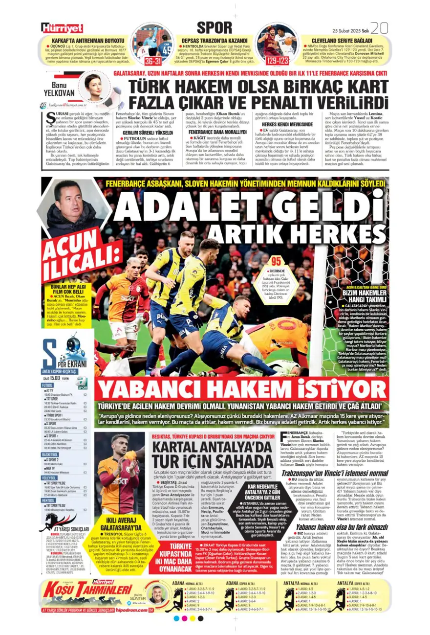 "Aslantepe'de sessiz derbi" (25 Şubat spor manşetleri) 14