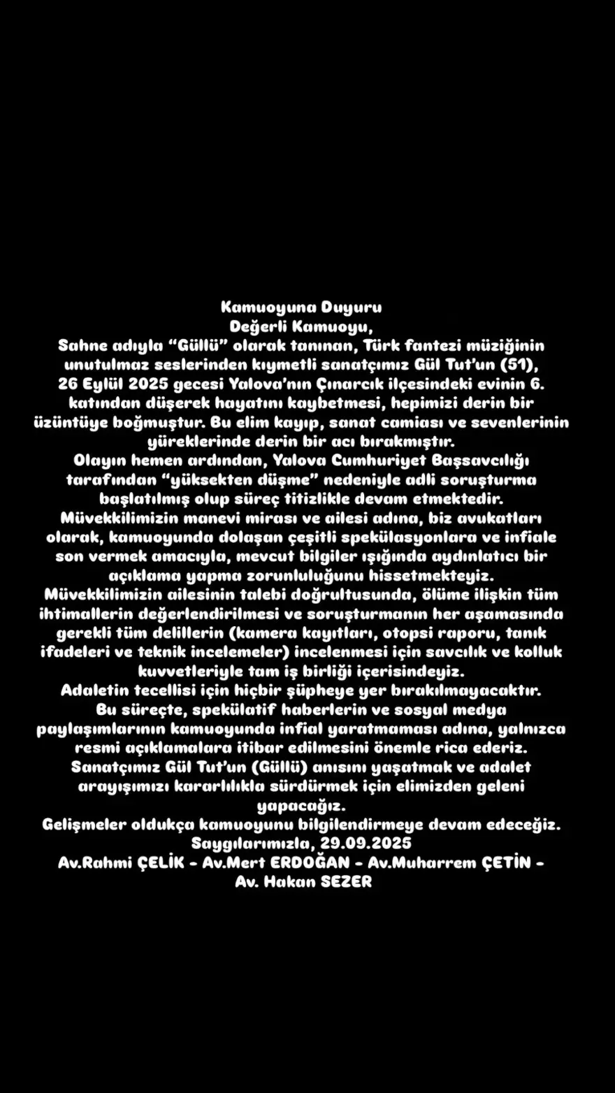 AVUKATLARINDAN AÇIKLAMA 6