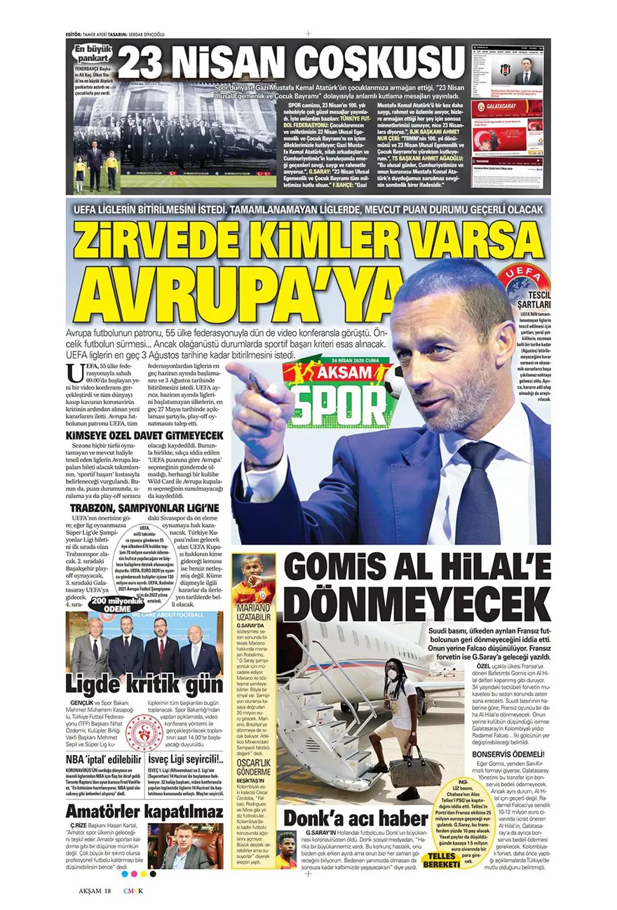 Günün spor manşetleri (24 Nisan 2020) 17
