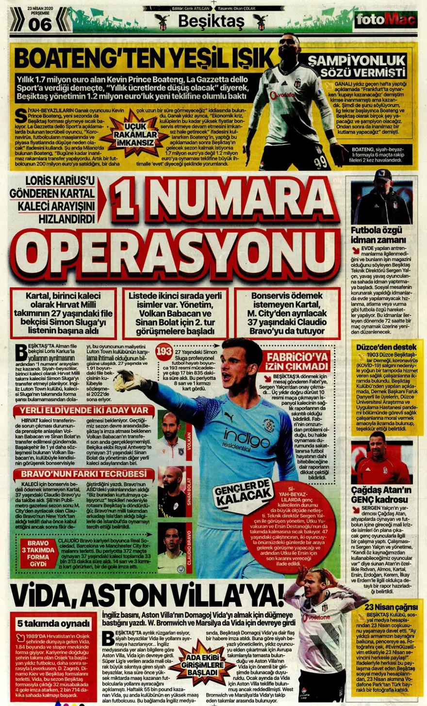 Günün spor manşetleri (23 Nisan 2020) 7