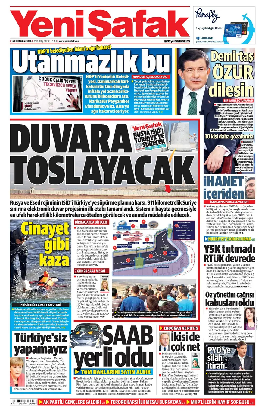 Günün gazete manşetleri - 16 Ekim 2015 19