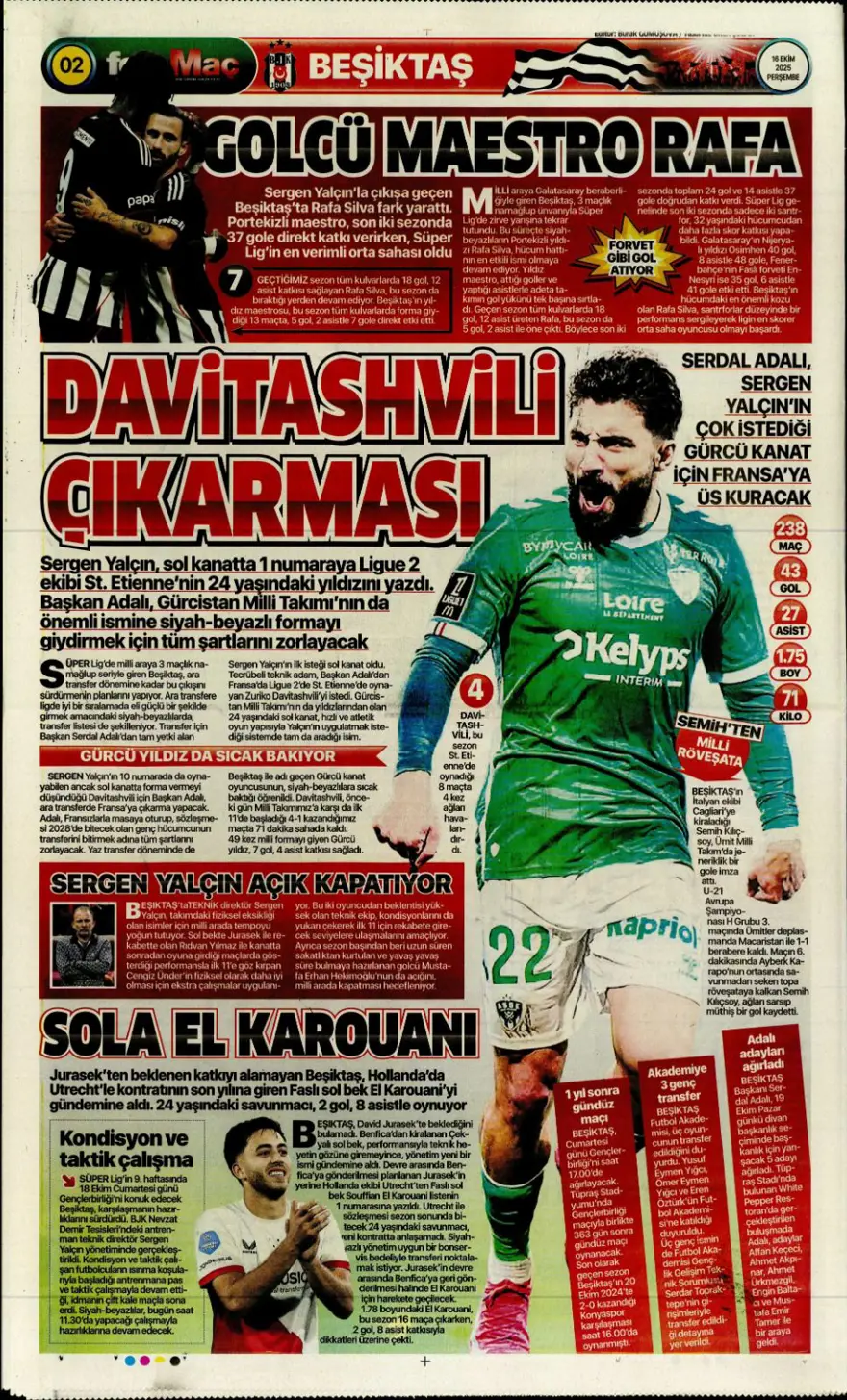 "İrfan Can bombası" (16 Ekim 2025 spor manşetleri) 4