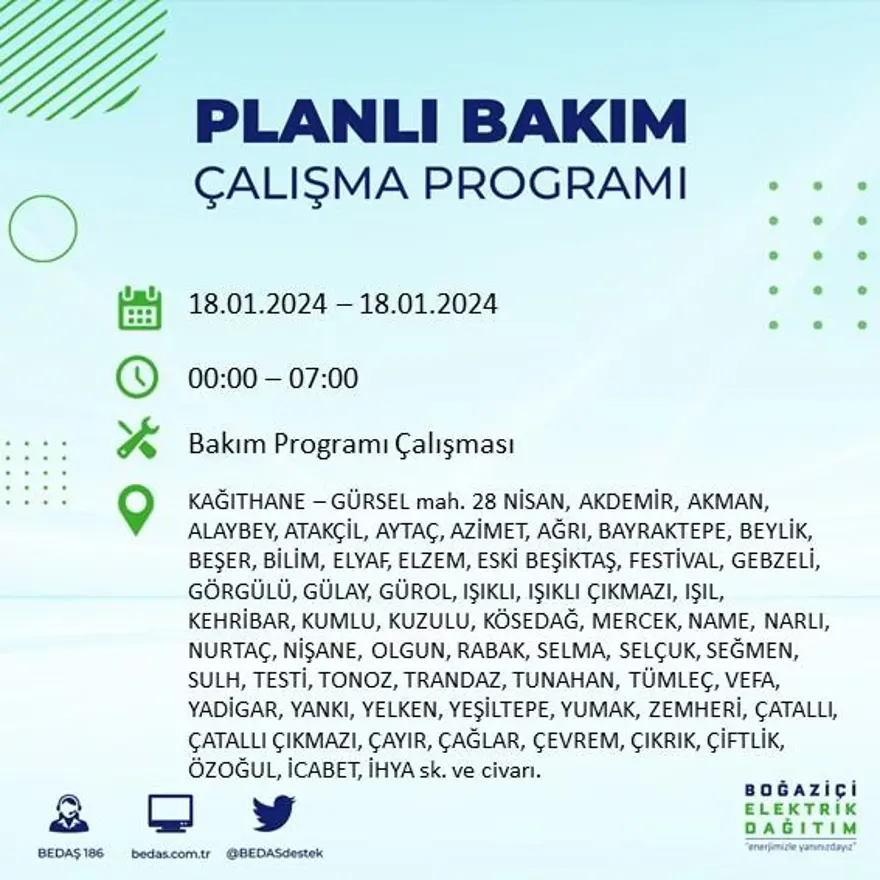 İstanbul'un 17 ilçesinde elektrik kesintisi yaşanacak: Elektrikler ne zaman gelecek? (18 Ocak BEDAŞ kesinti programı) 32