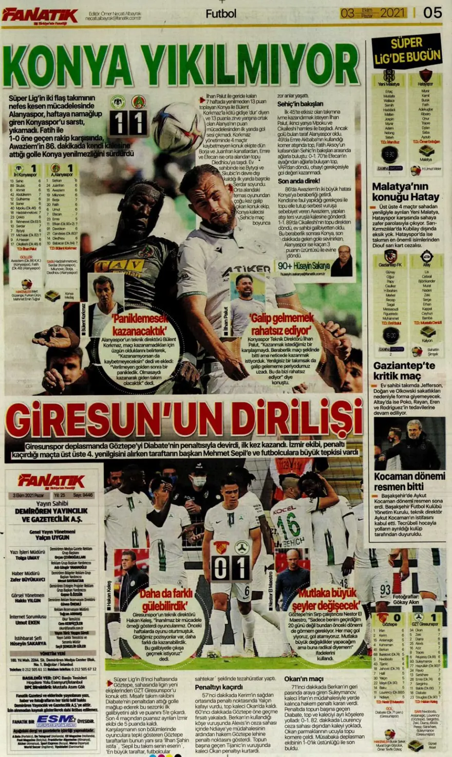 Günün spor manşetleri (03 Ekim 2021) 7