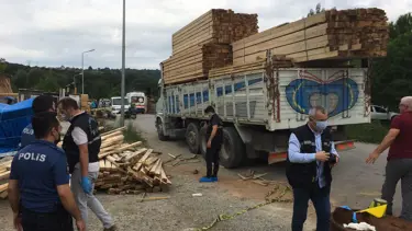 Üzerine kereste düşen kamyon şoförü hayatını kaybetti