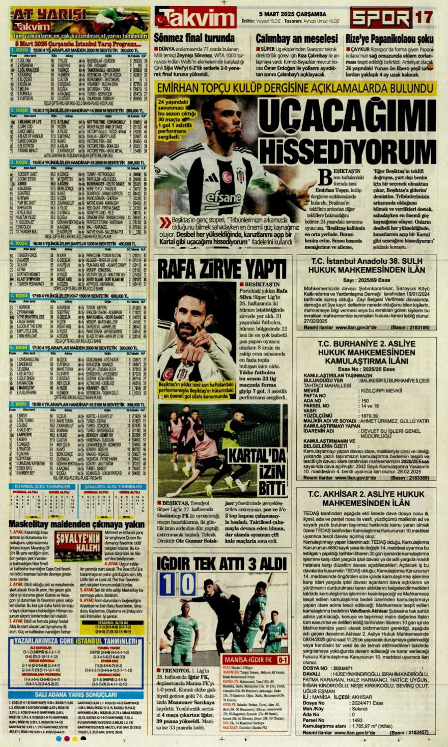 "Gündem yine De Bruyne" (5 Mart 2025 spor manşetleri) 12