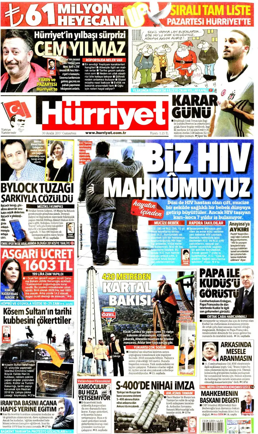 Günün gazete manşetleri - 30 Aralık 2017 1