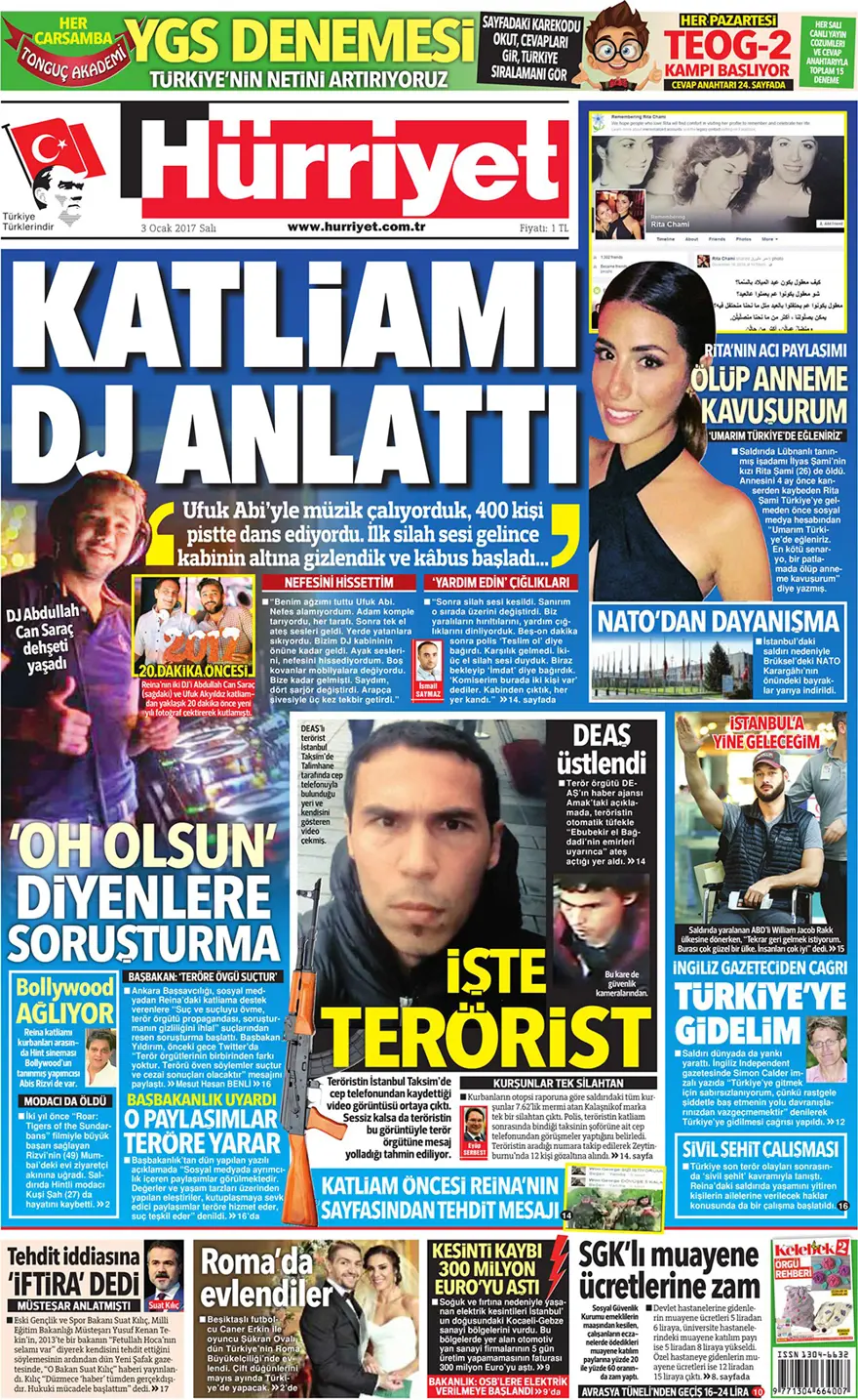 Günün gazete manşetleri - 3 Ocak 2016 2