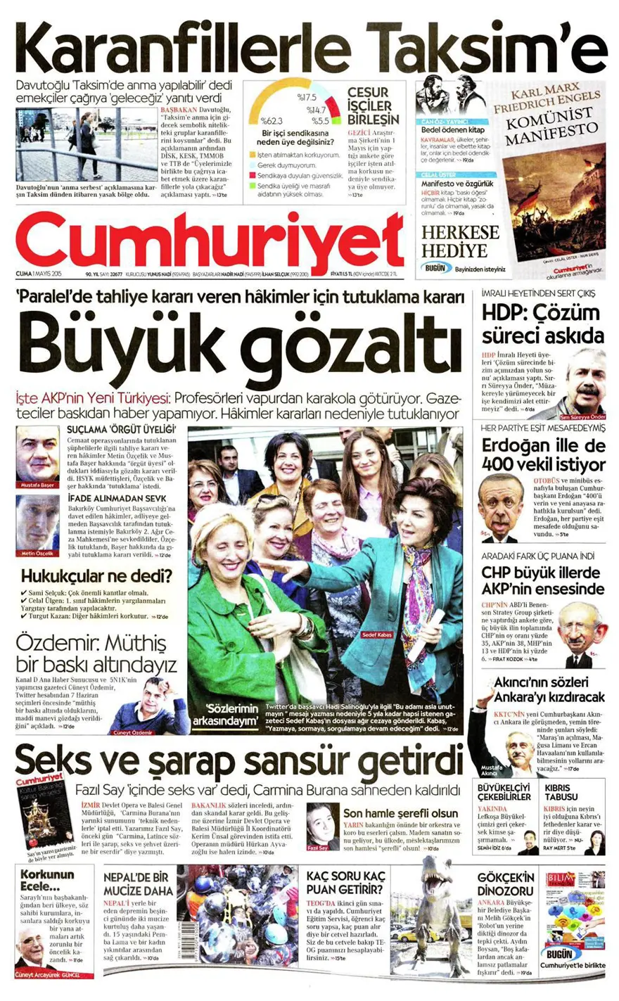 1 Mayıs 2015 gazete manşetleri 6