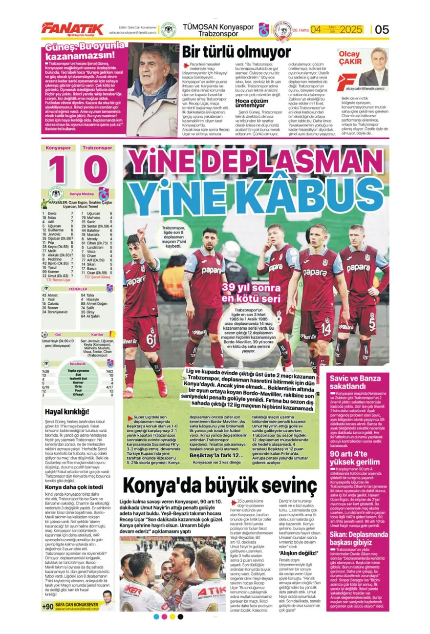 "Hedefte Buruk var" (4 Mart 2025 spor manşetleri) 20