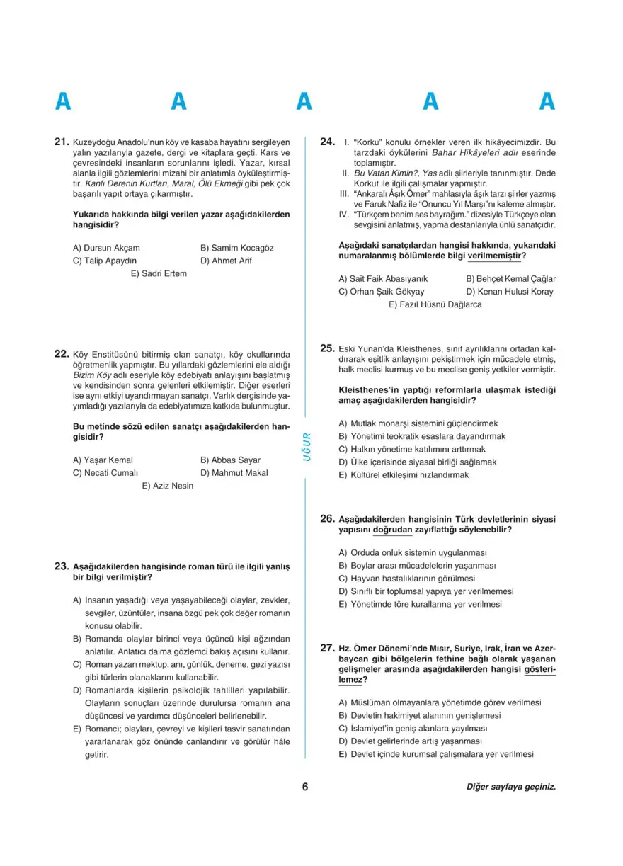 YKS - AYT deneme sınavı 5
